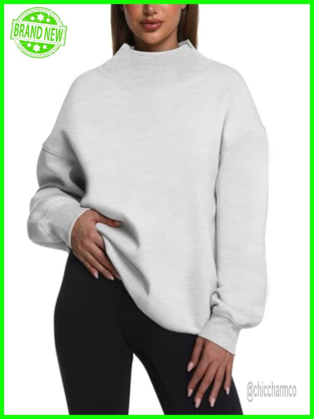 Women's Oversized Turtleneck Sweatshirt Long Sleeve Pullover Fleece Lined